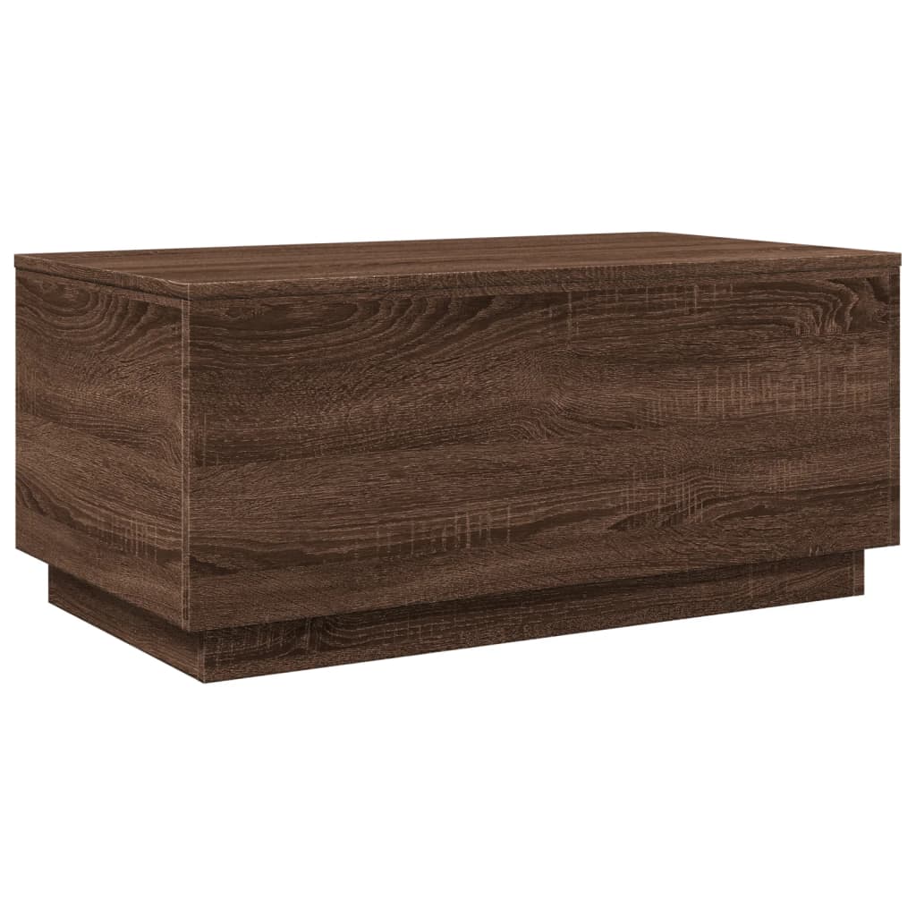 Modern Wooden Living Room Rectangular Coffee Table With LED Lights Wood Tables