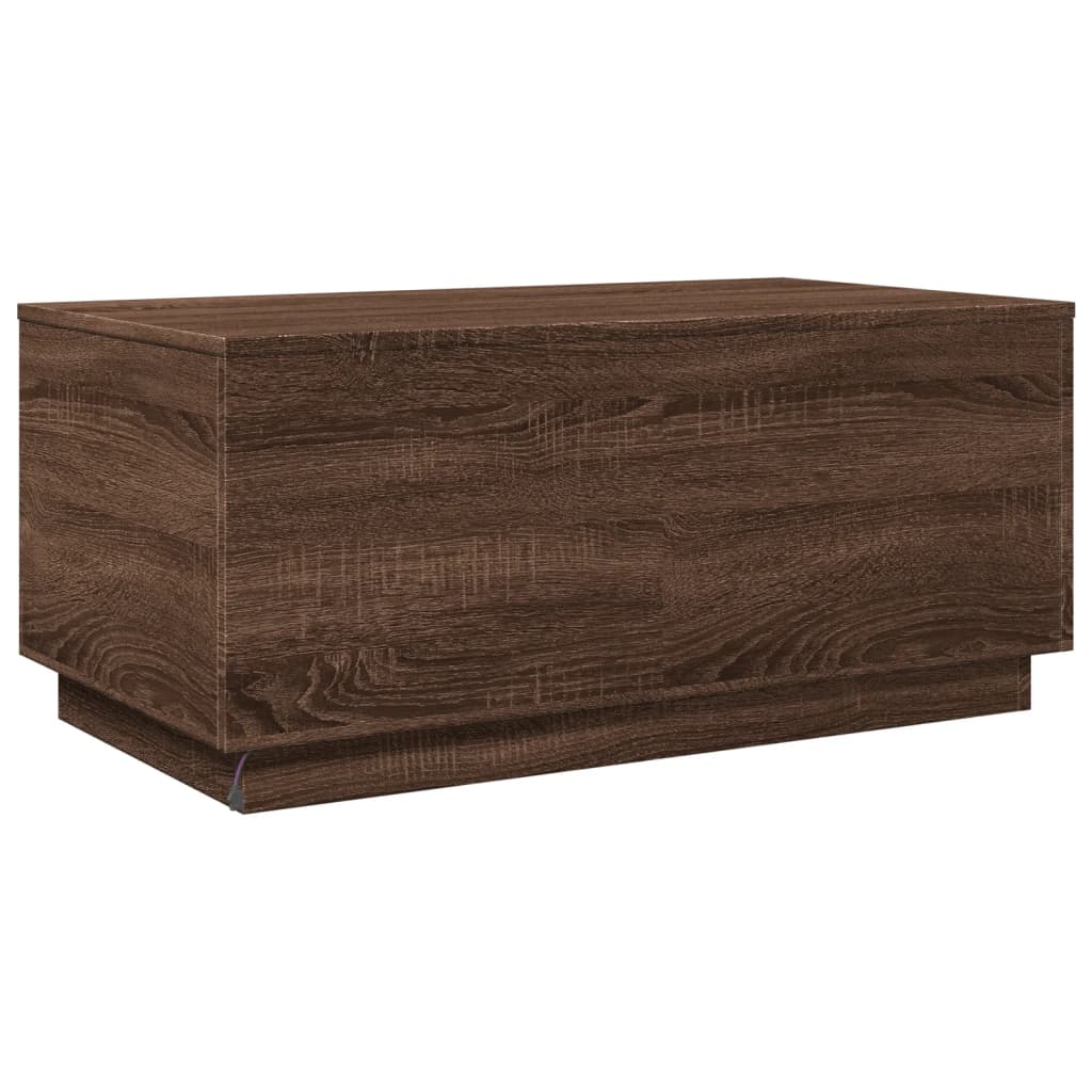 Modern Wooden Living Room Rectangular Coffee Table With LED Lights Wood Tables