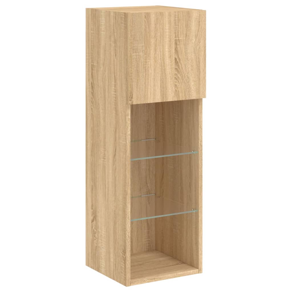 4 Piece TV Wall Cabinets with LED Lights Sonoma Oak