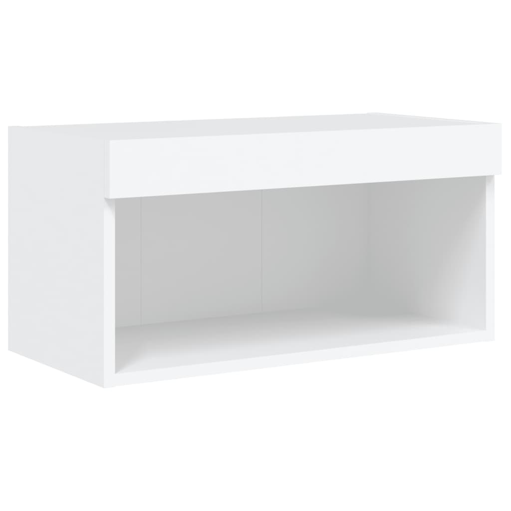 8 Piece TV Wall Units with LED White Engineered Wood