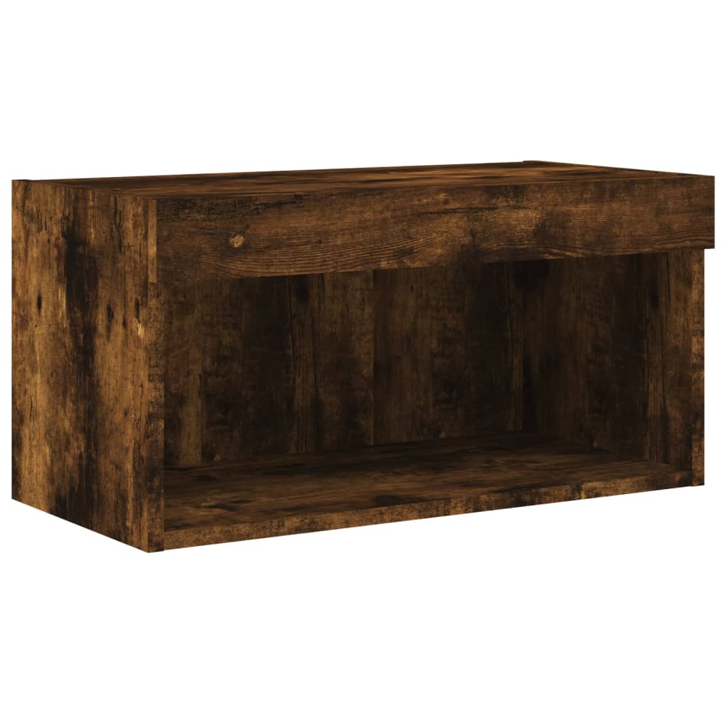 8 Piece TV Wall Units with LED Smoked Oak Engineered Wood