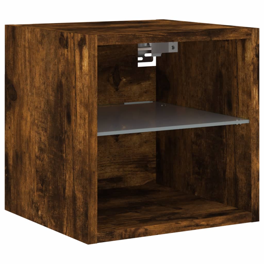 8 Piece TV Wall Units with LED Smoked Oak Engineered Wood