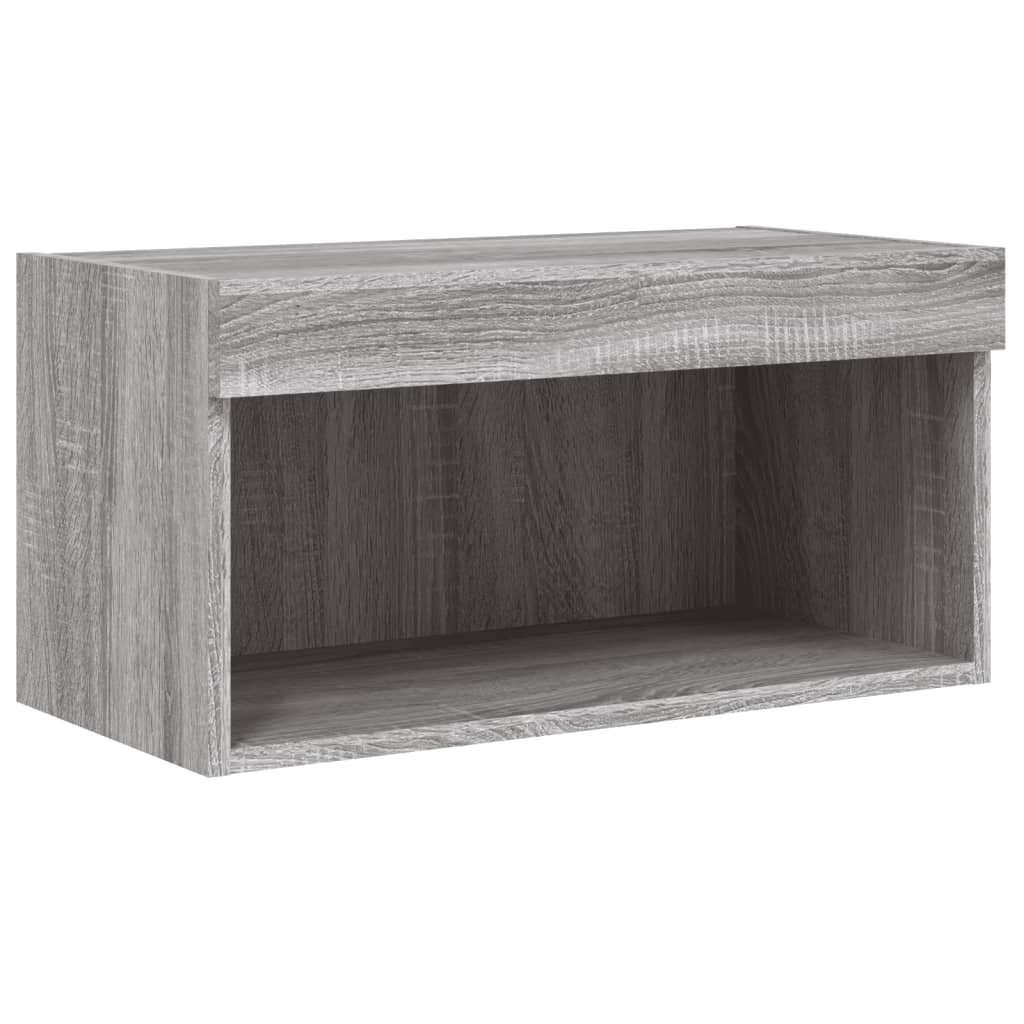 8 Piece TV Wall Units with LED Grey Sonoma Engineered Wood