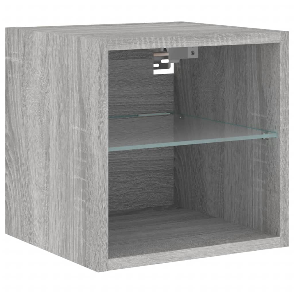 8 Piece TV Wall Units with LED Grey Sonoma Engineered Wood
