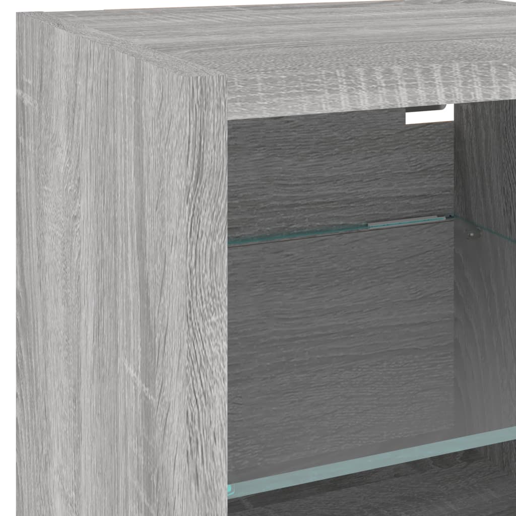 8 Piece TV Wall Units with LED Grey Sonoma Engineered Wood