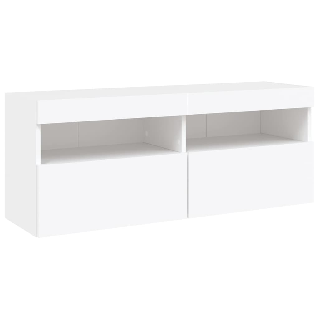 7 Piece TV Wall Cabinet Set with LED Lights White
