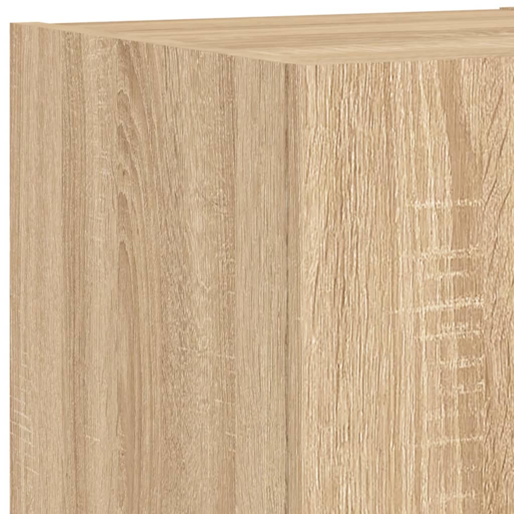 3 Piece TV Wall Cabinets with LED Lights Sonoma Oak