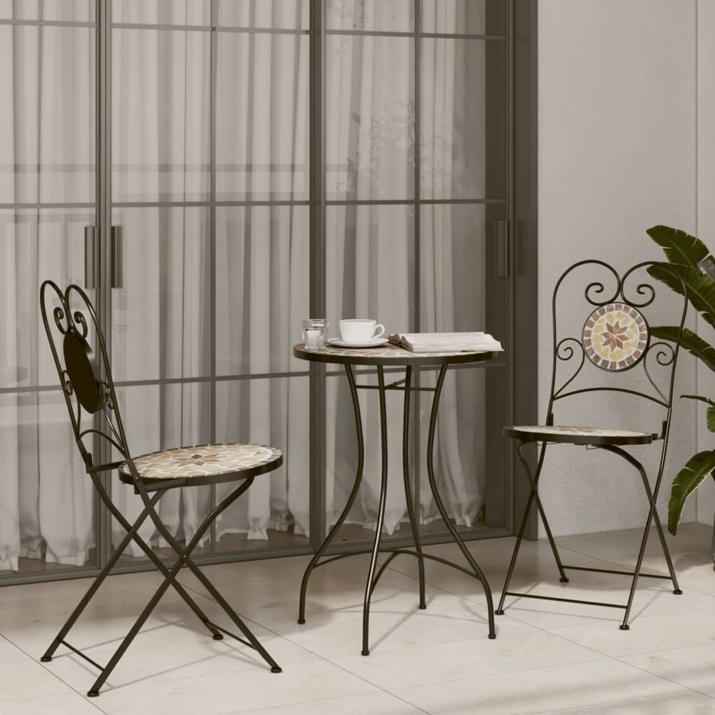 Mosaic Bistro Table Ø50x70 cm Ceramic with Decorative Pattern for Indoor and Outdoor Use