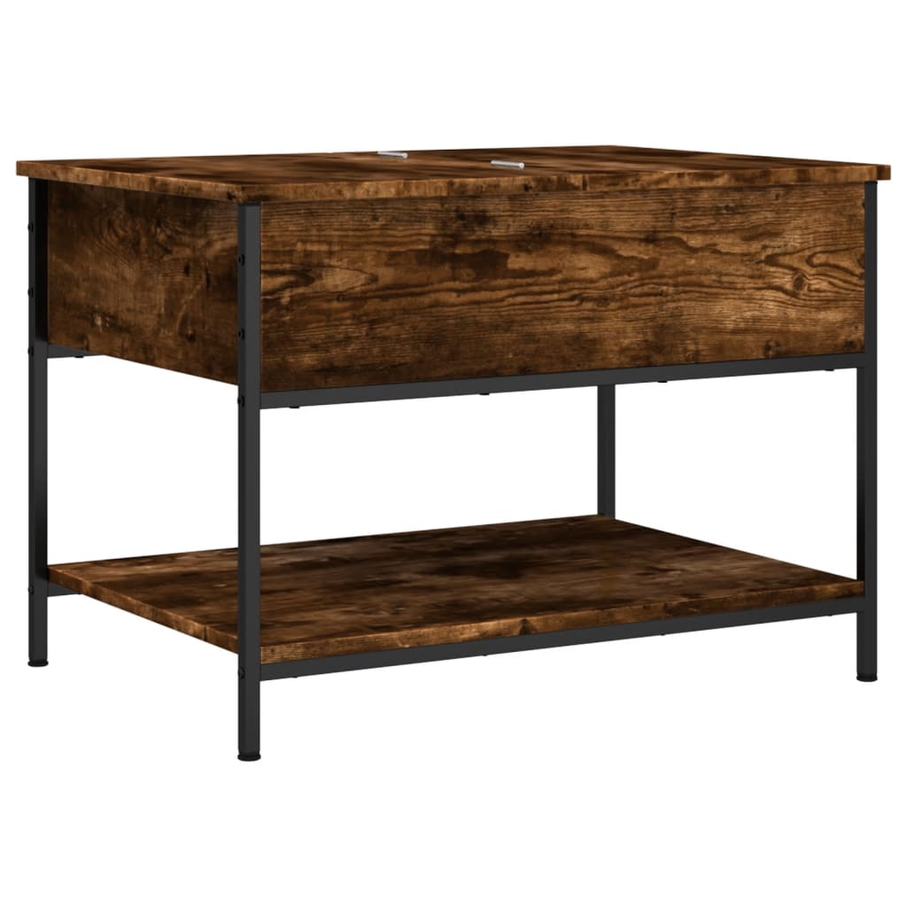 Coffee Table Smoked Oak 70x50x50 cm Engineered Wood and Metal