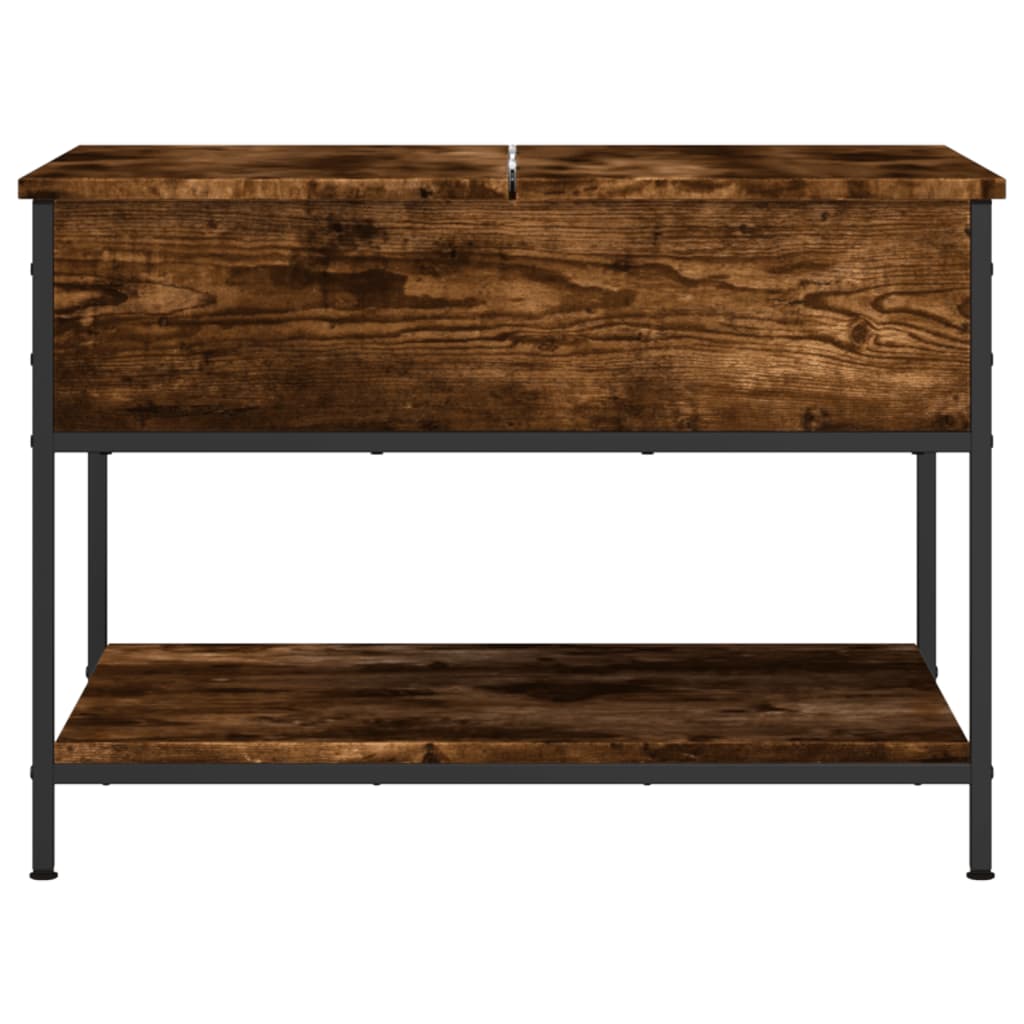 Coffee Table Smoked Oak 70x50x50 cm Engineered Wood and Metal