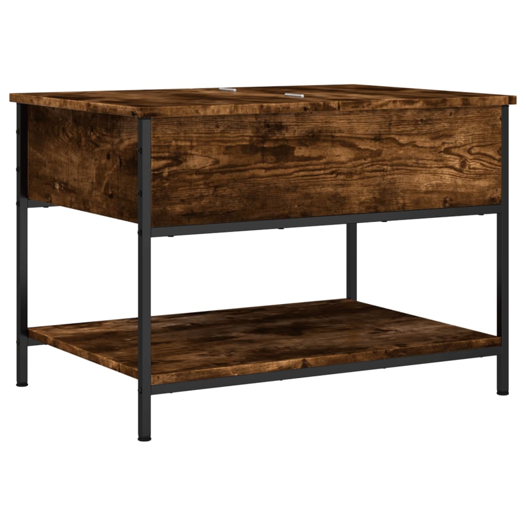 Coffee Table Smoked Oak 70x50x50 cm Engineered Wood and Metal