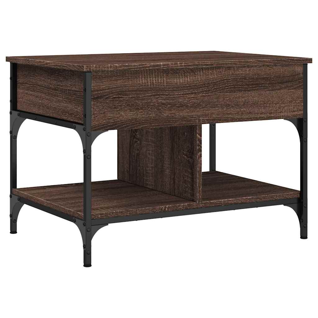 Coffee Table Brown Oak 70x50x50 cm Engineered Wood and Metal