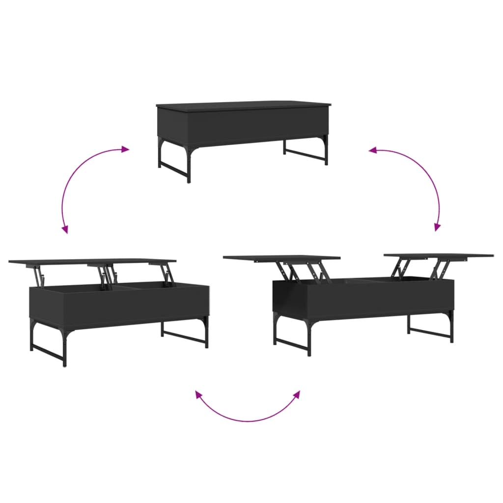 Coffee Table Black 100x50x40 cm Engineered Wood and Metal