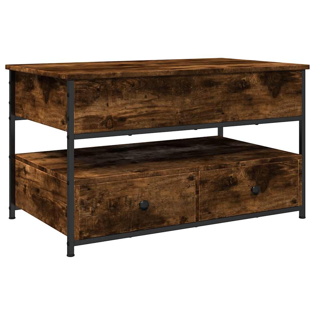Coffee Table Smoked Oak 85x50x50 cm Engineered Wood and Metal