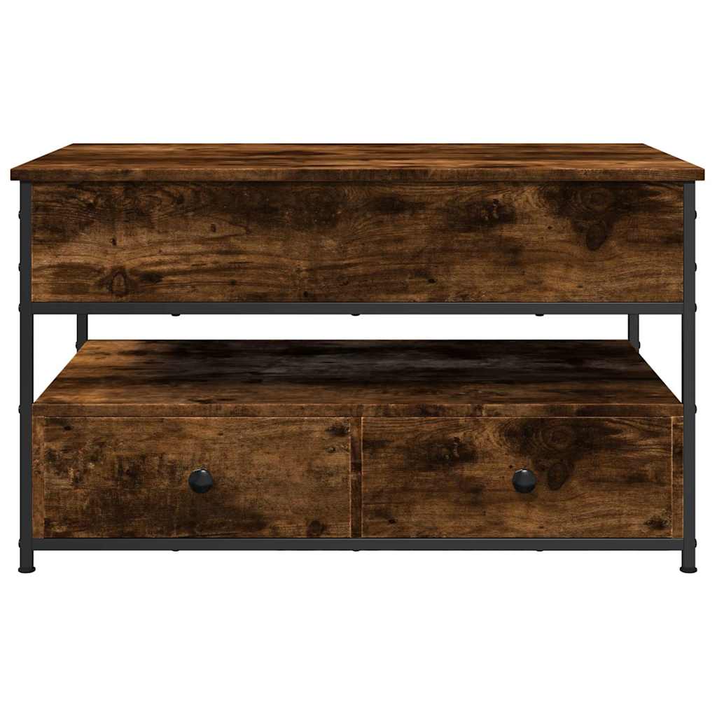 Coffee Table Smoked Oak 85x50x50 cm Engineered Wood and Metal