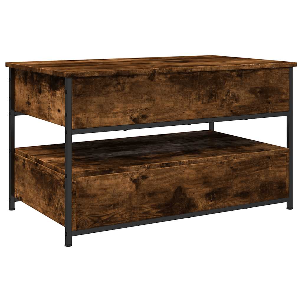 Coffee Table Smoked Oak 85x50x50 cm Engineered Wood and Metal