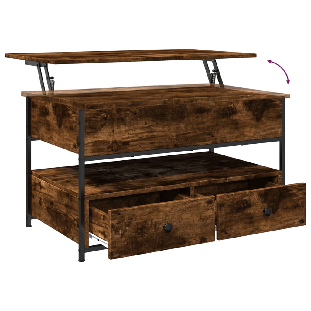 Coffee Table Smoked Oak 85x50x50 cm Engineered Wood and Metal