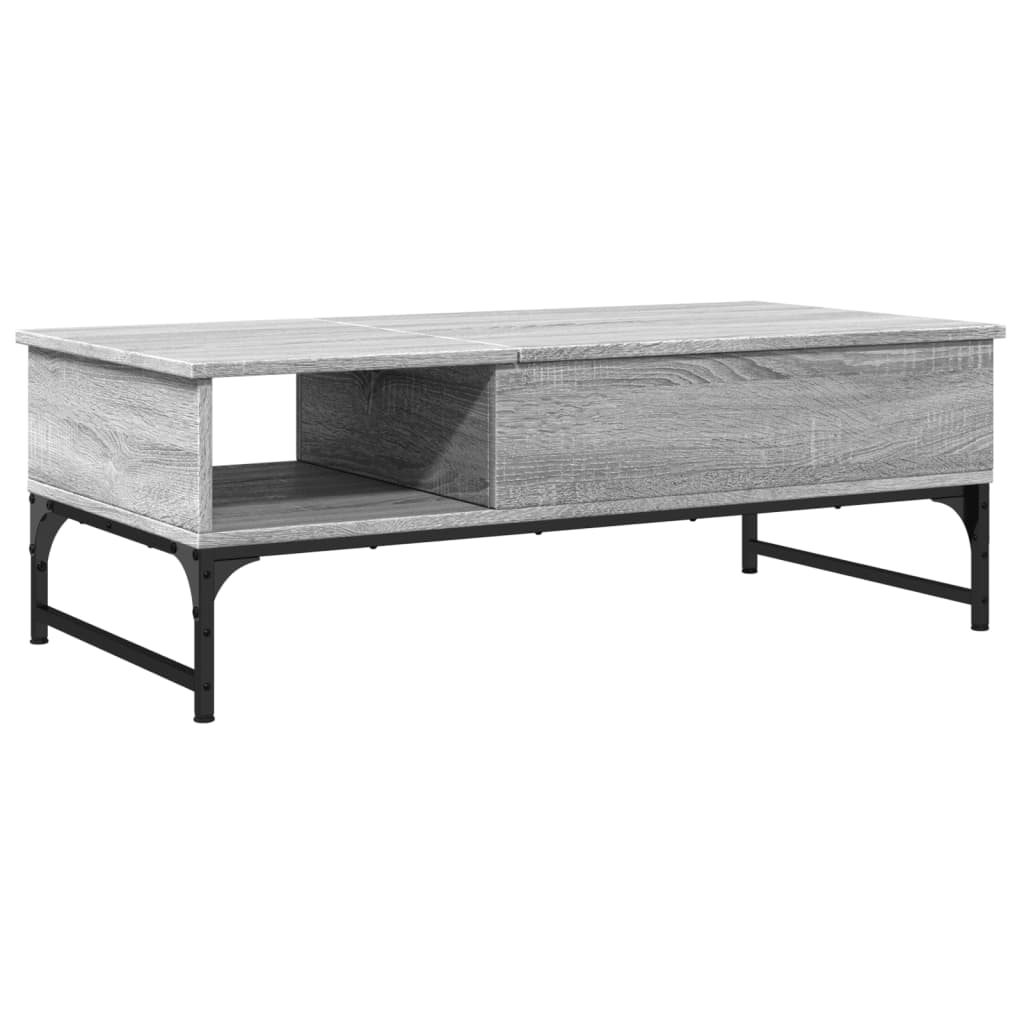 Coffee Table Grey Sonoma 100x50x35 cm Engineered Wood and Metal