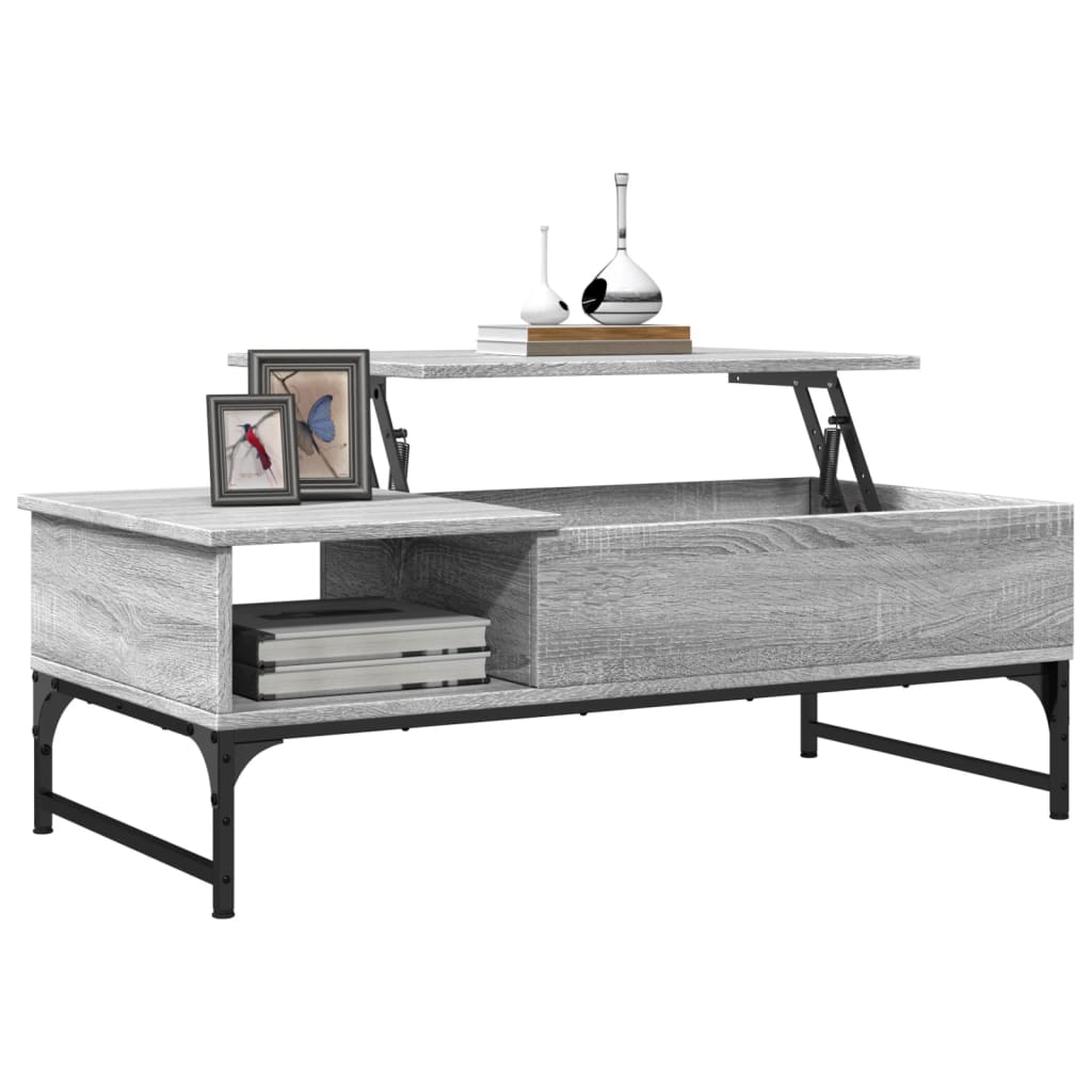 Coffee Table Grey Sonoma 100x50x35 cm Engineered Wood and Metal