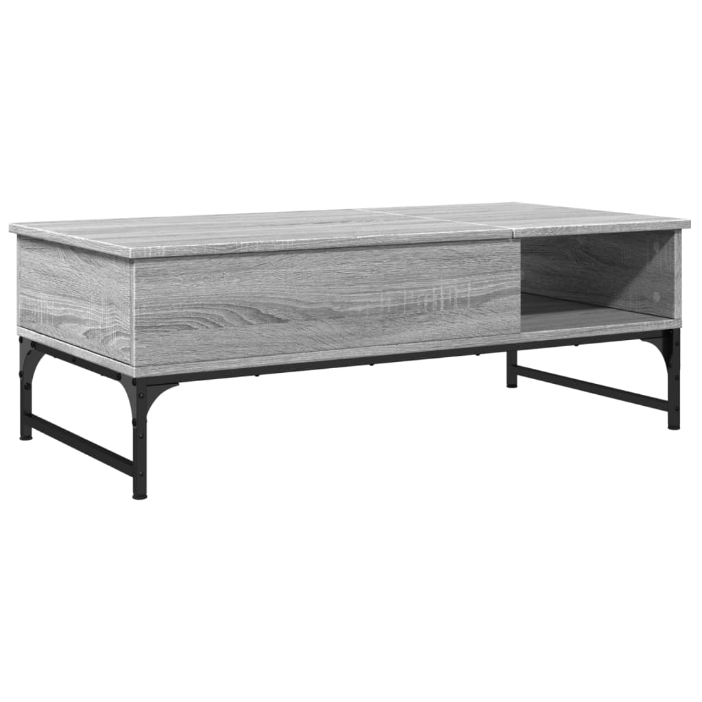 Coffee Table Grey Sonoma 100x50x35 cm Engineered Wood and Metal
