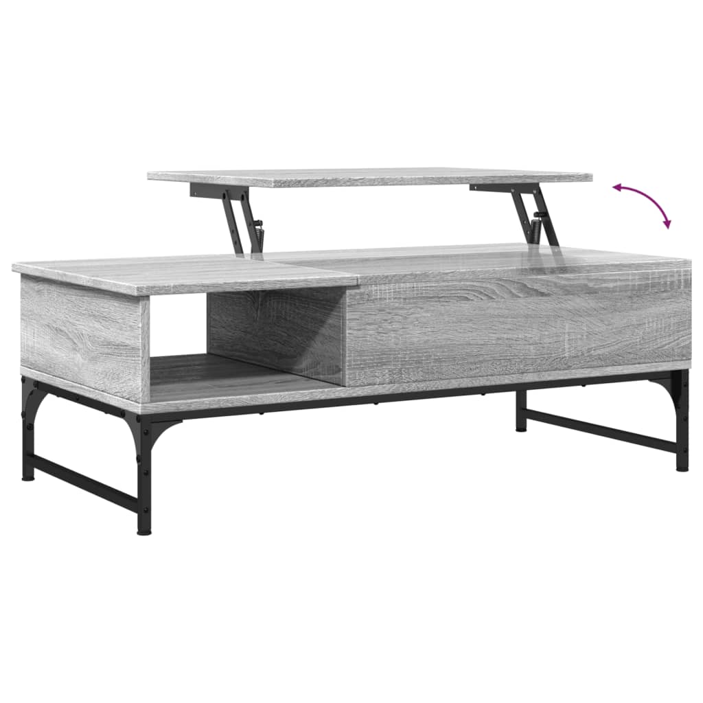 Coffee Table Grey Sonoma 100x50x35 cm Engineered Wood and Metal
