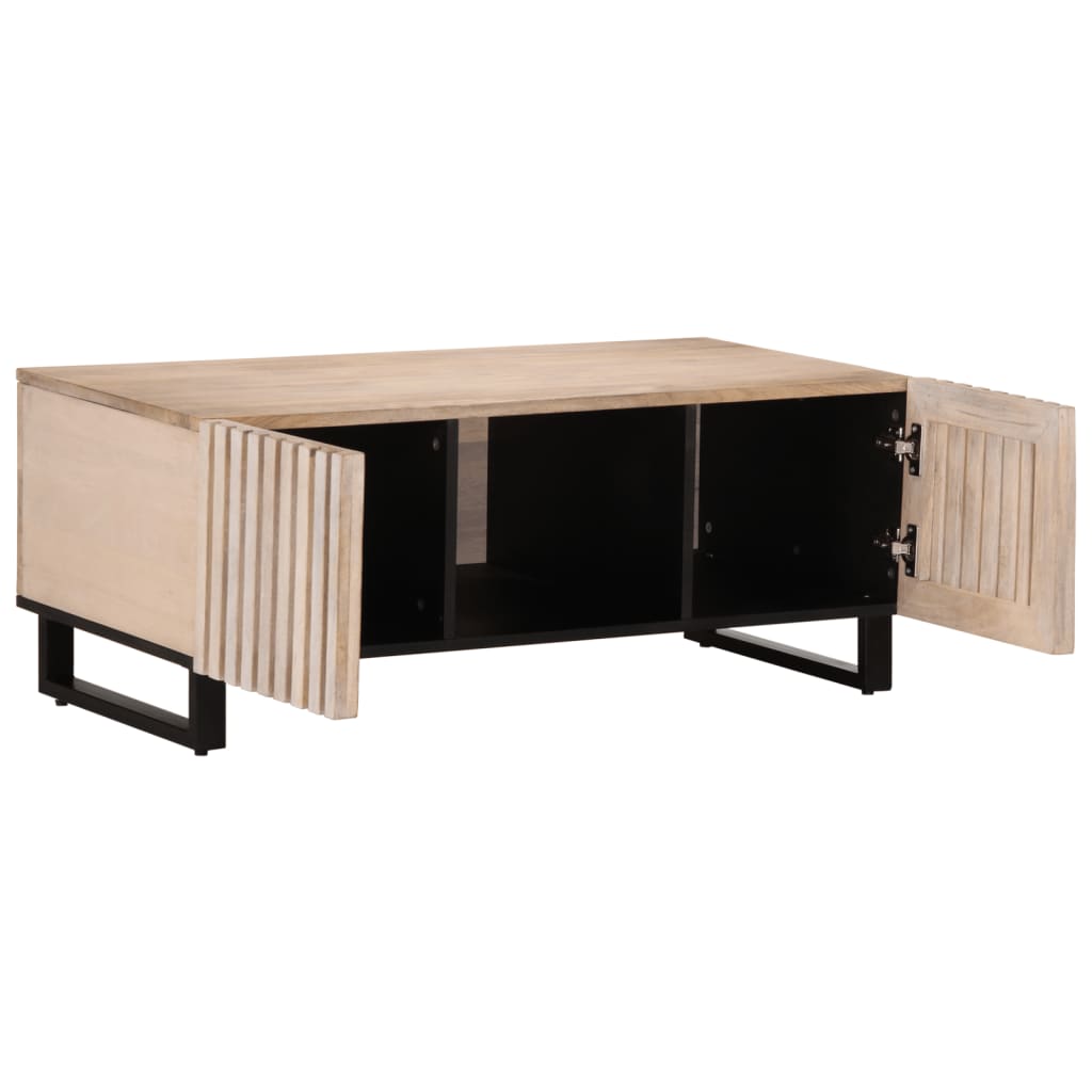 Coffee Table White 100x55x40 cm Solid Wood Mango