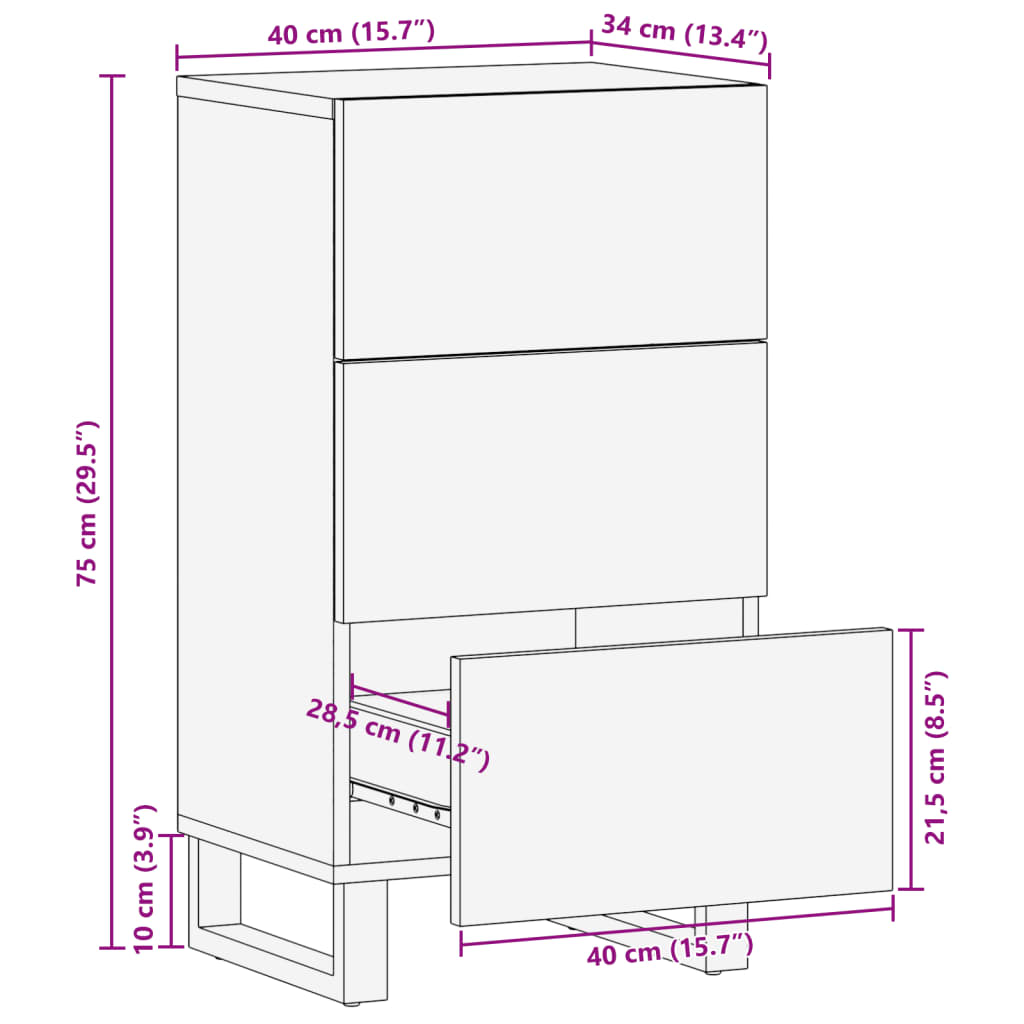Sideboard 40x34x75 cm Solid Wood Mango