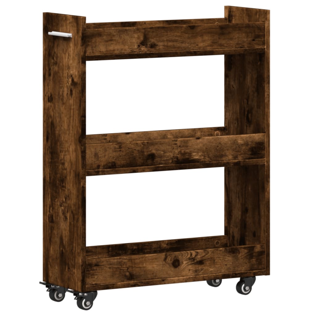 Cabinet with Wheels Smoked Oak 60x22x79 cm Engineered Wood