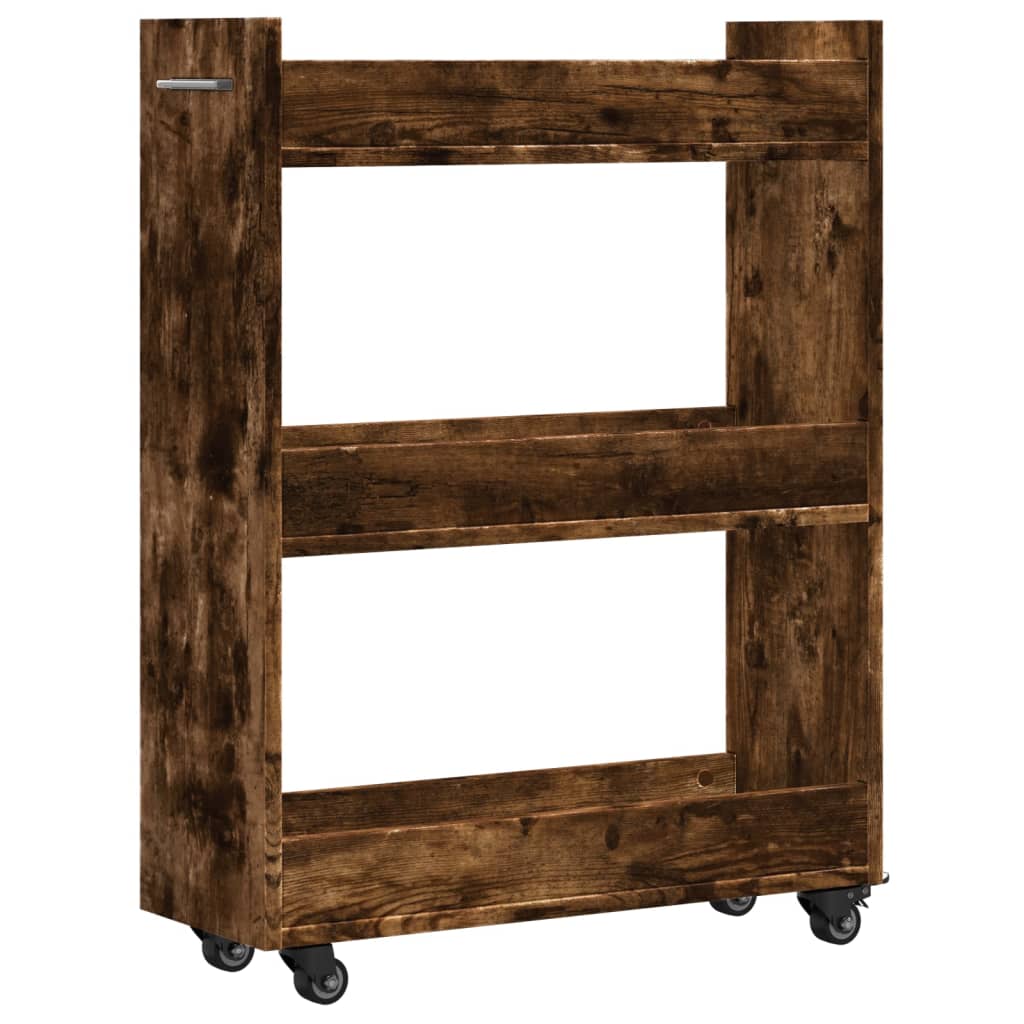 Cabinet with Wheels Smoked Oak 60x22x79 cm Engineered Wood
