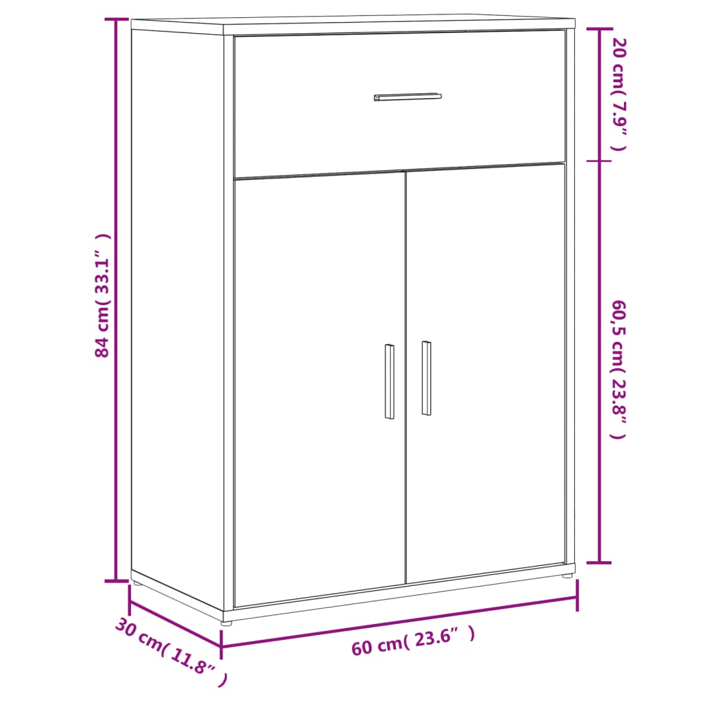Sideboard White 60x30x84 cm Engineered Wood