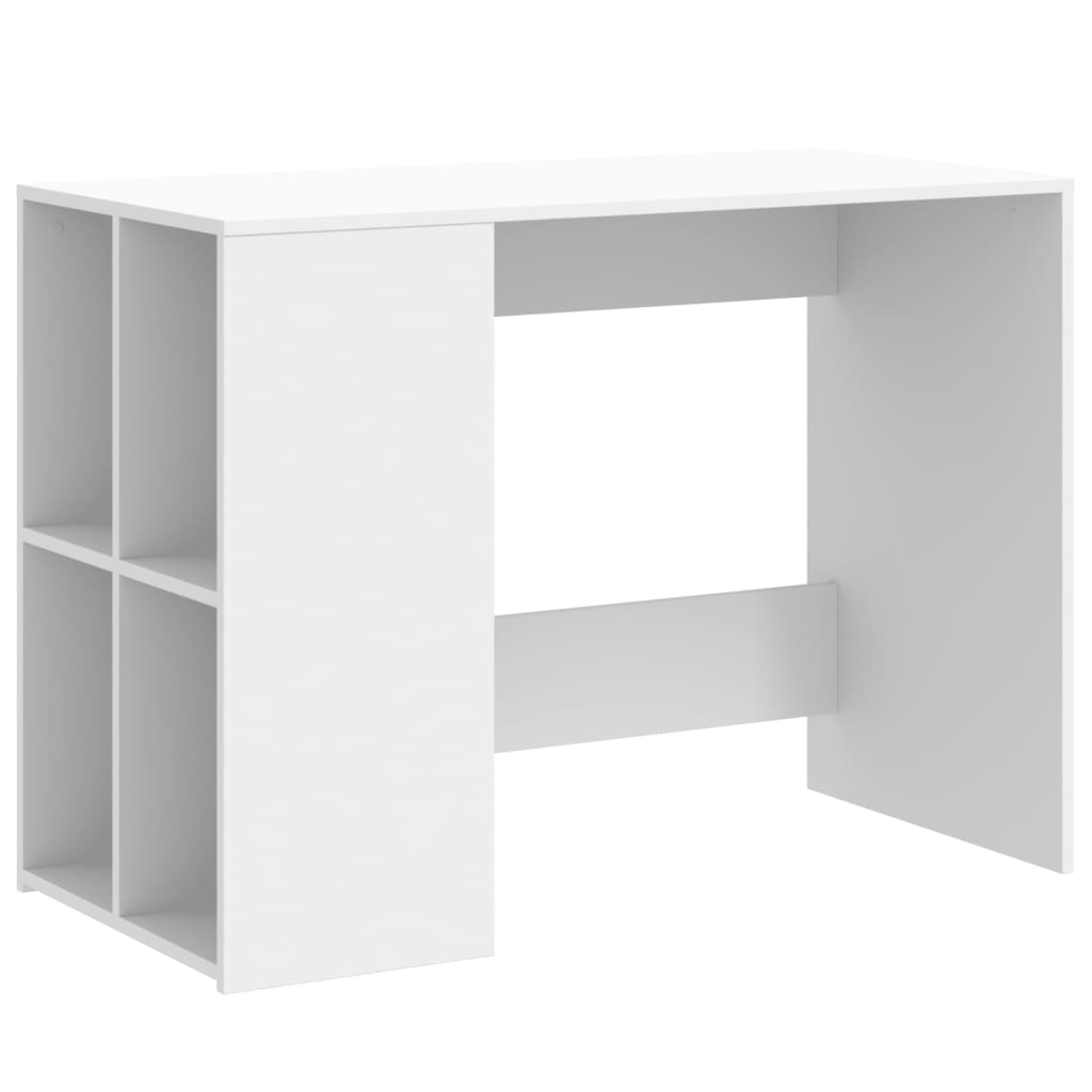 Modern Wooden Home Office Computer Desk With Open Storage Compartments Wood