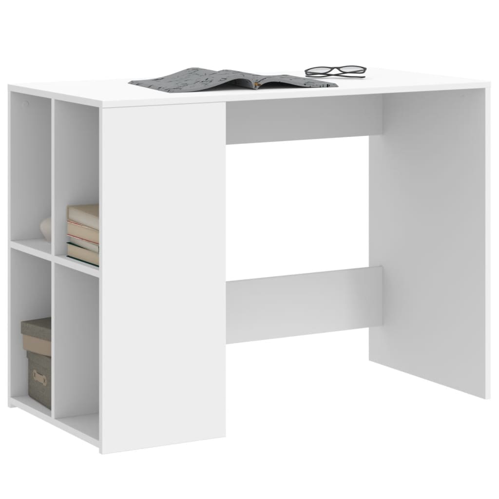 Modern Wooden Home Office Computer Desk With Open Storage Compartments Wood