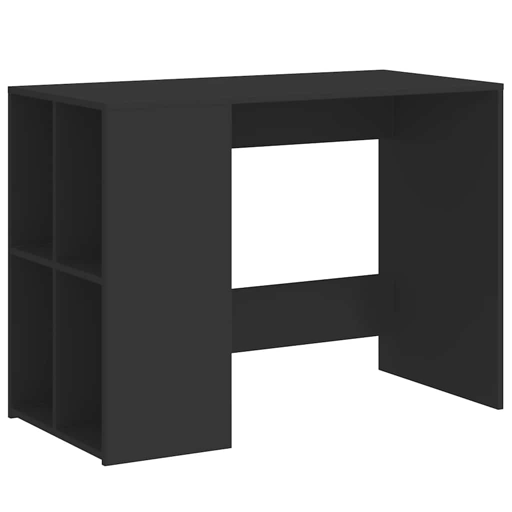 Modern Wooden Home Office Computer Desk With Open Storage Compartments Wood