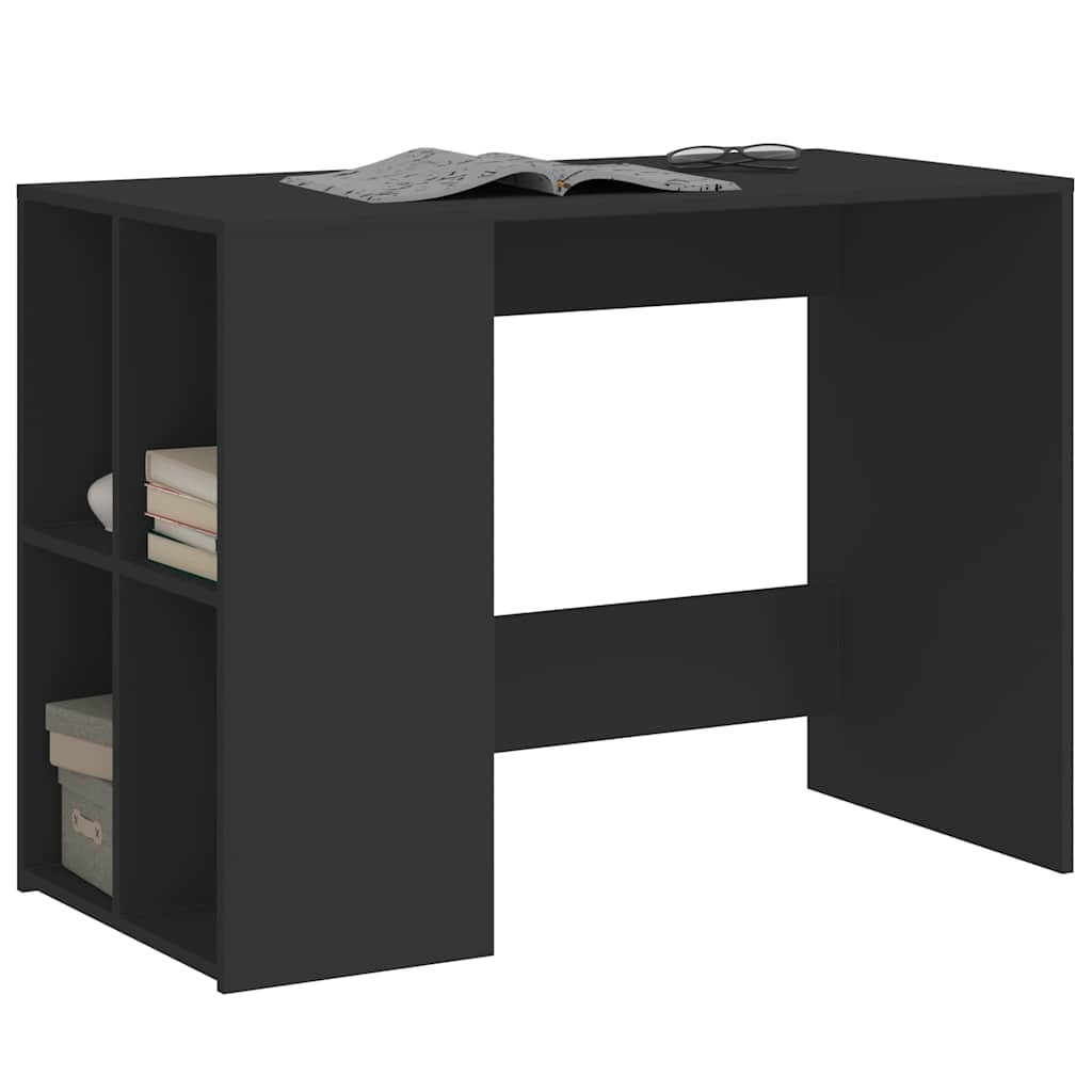 Modern Wooden Home Office Computer Desk With Open Storage Compartments Wood