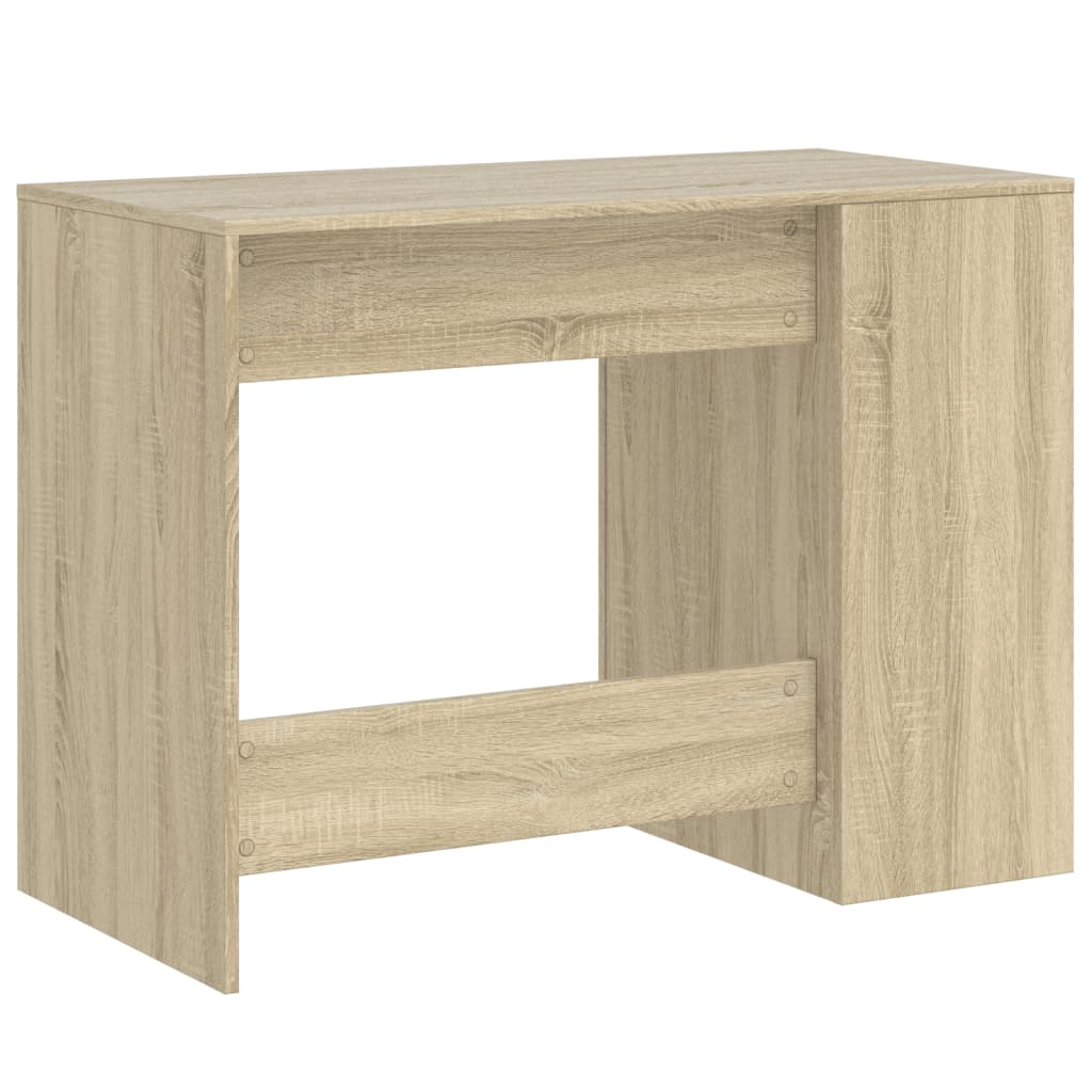 Modern Wooden Home Office Computer Desk With Open Storage Compartments Wood