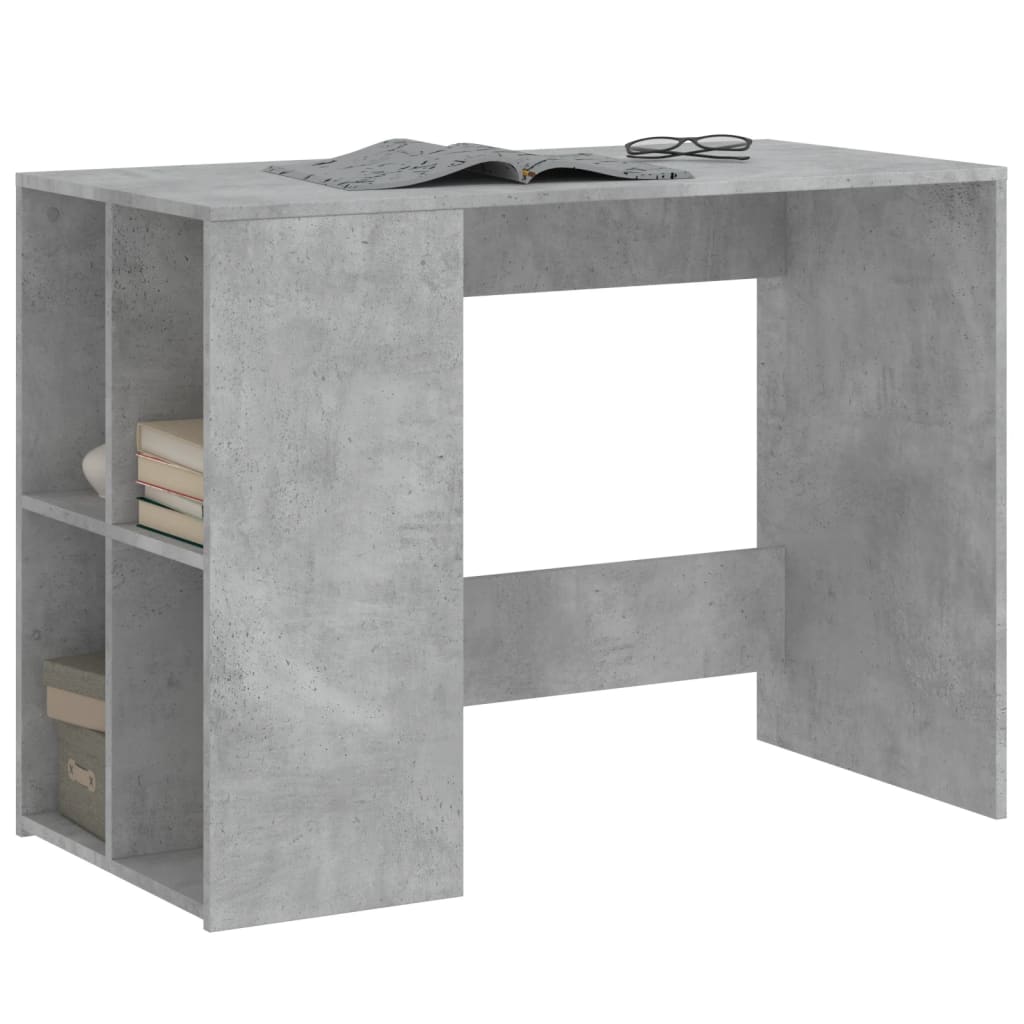 Modern Wooden Home Office Computer Desk With Open Storage Compartments Wood