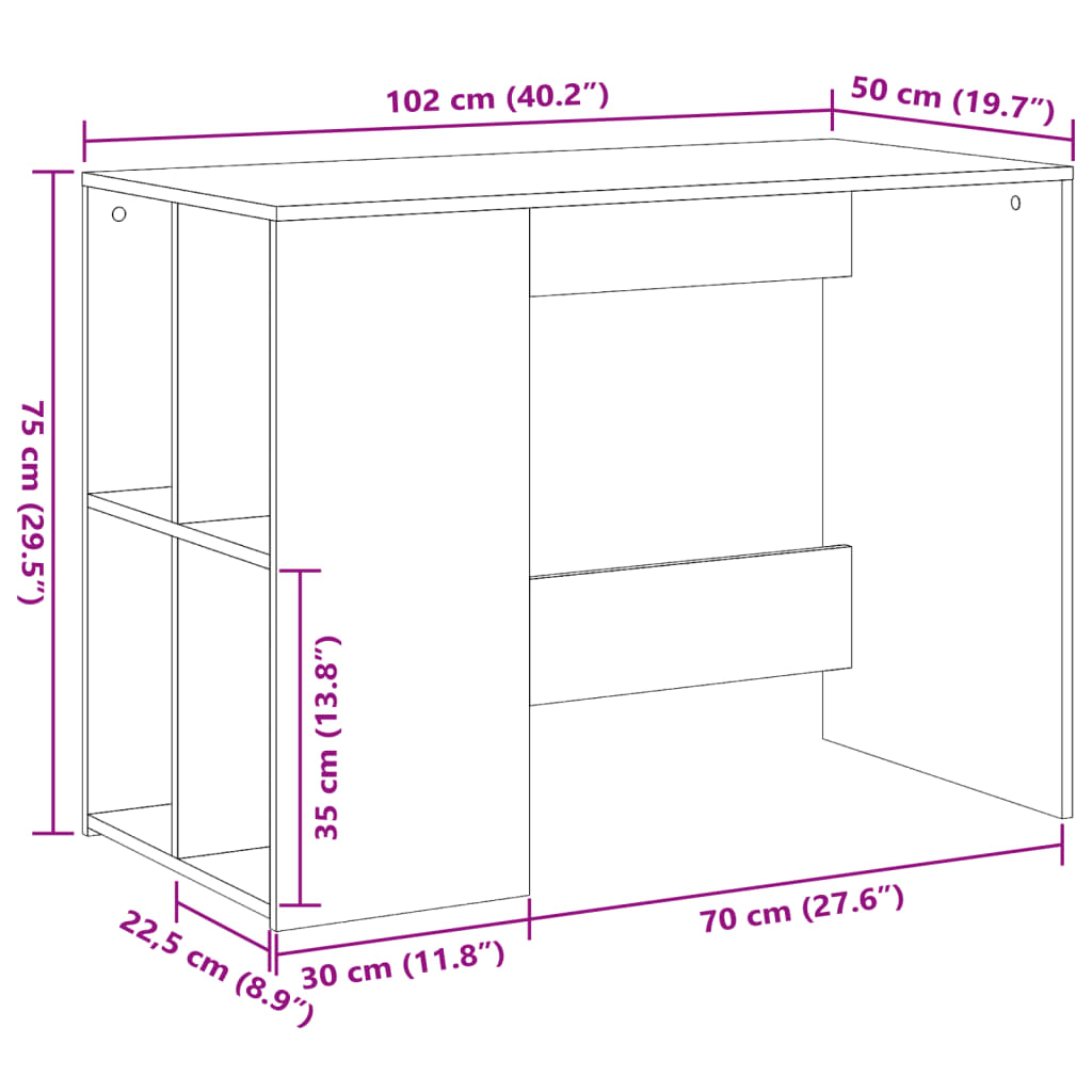 Modern Wooden Home Office Computer Desk With Open Storage Compartments Wood