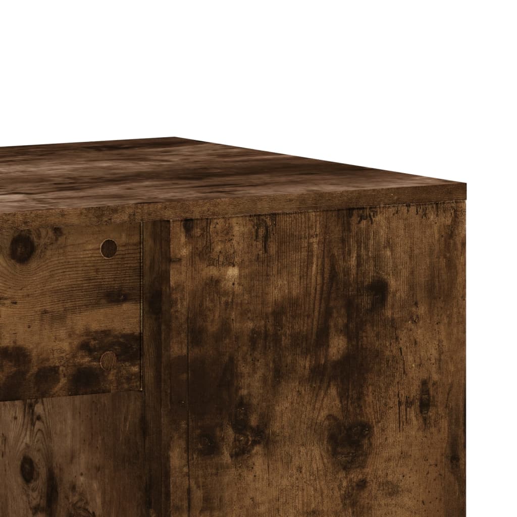 Modern Wooden Home Office Computer Desk With Open Storage Compartments Wood