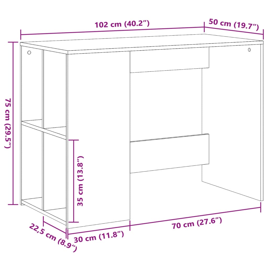 Modern Wooden Home Office Computer Desk With Open Storage Compartments Wood
