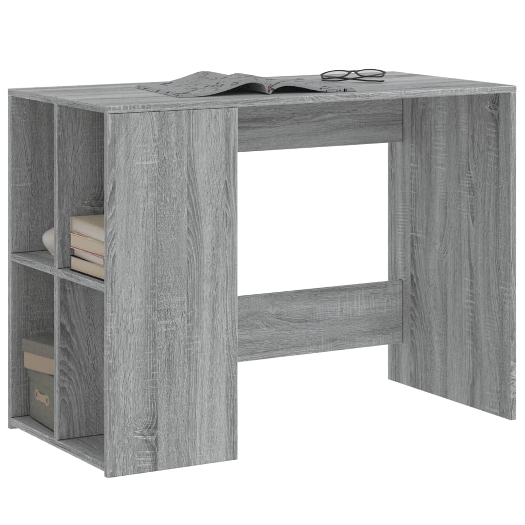 Modern Wooden Home Office Computer Desk With Open Storage Compartments Wood