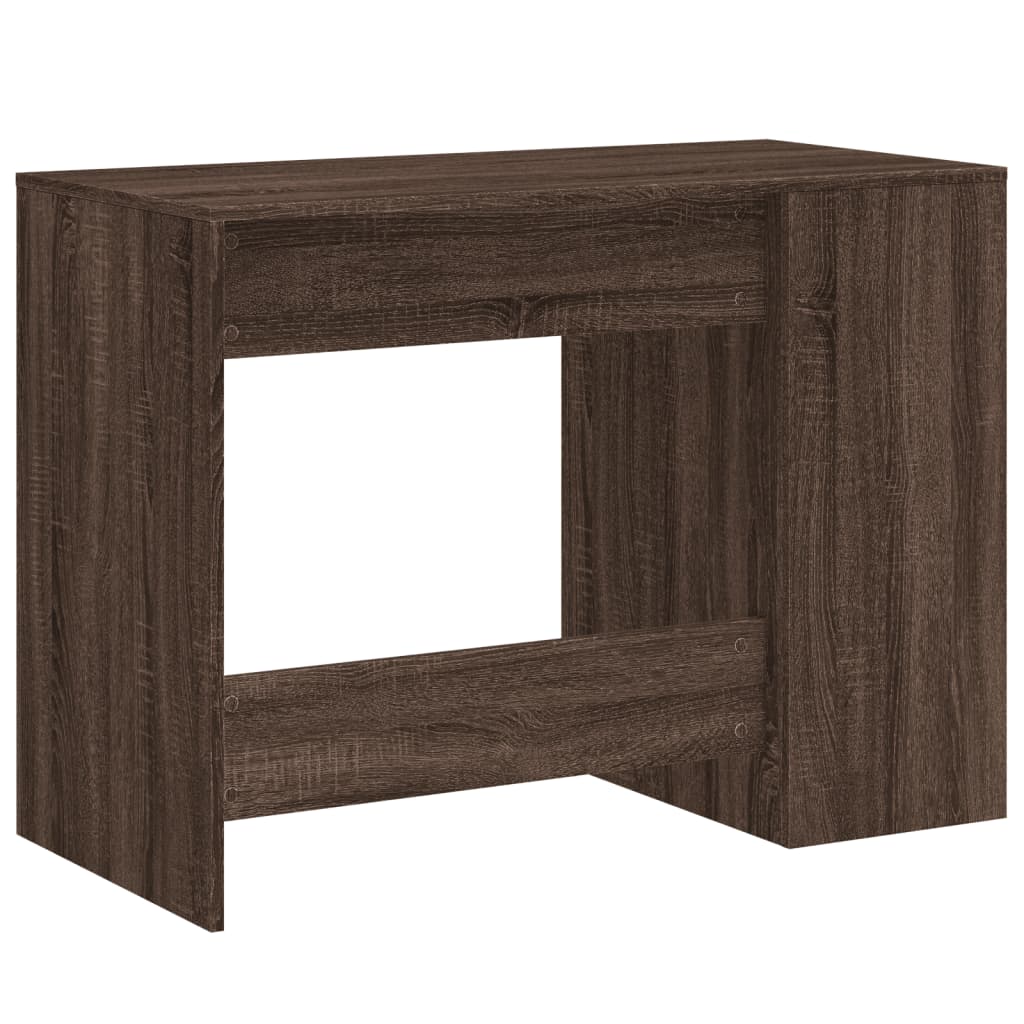 Modern Wooden Home Office Computer Desk With Open Storage Compartments Wood