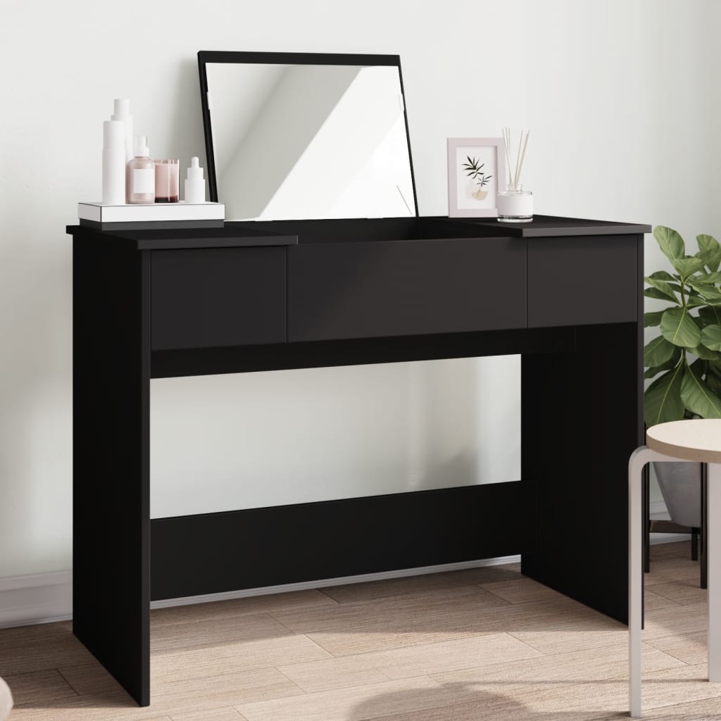Modern Wooden Dressing Table Makeup Vanity Desk With Drawers & Pull Up Mirror