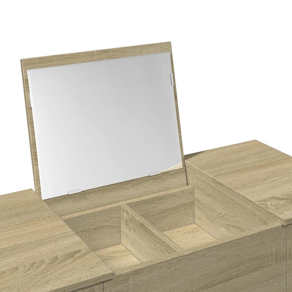 Modern Wooden Dressing Table Makeup Vanity Desk With Drawers & Pull Up Mirror