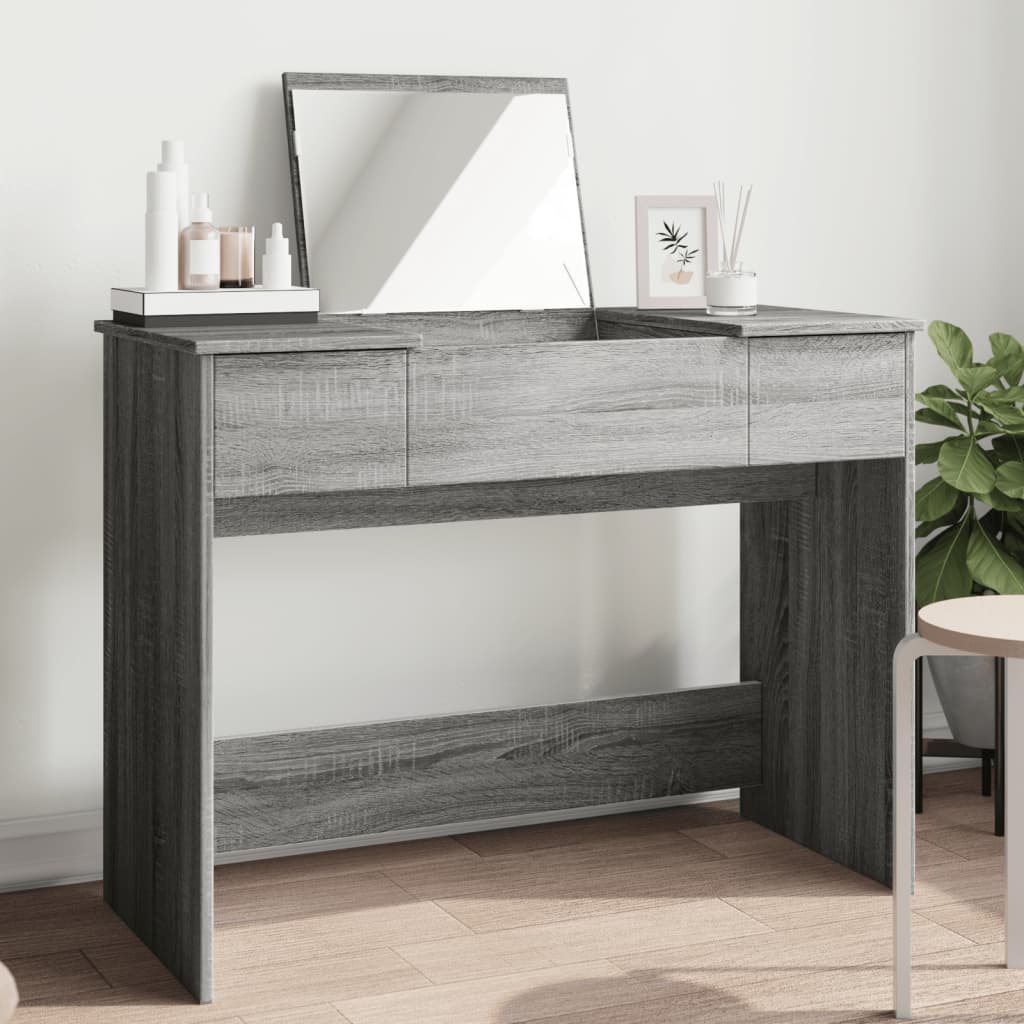 Modern Wooden Dressing Table Makeup Vanity Desk With Drawers & Pull Up Mirror