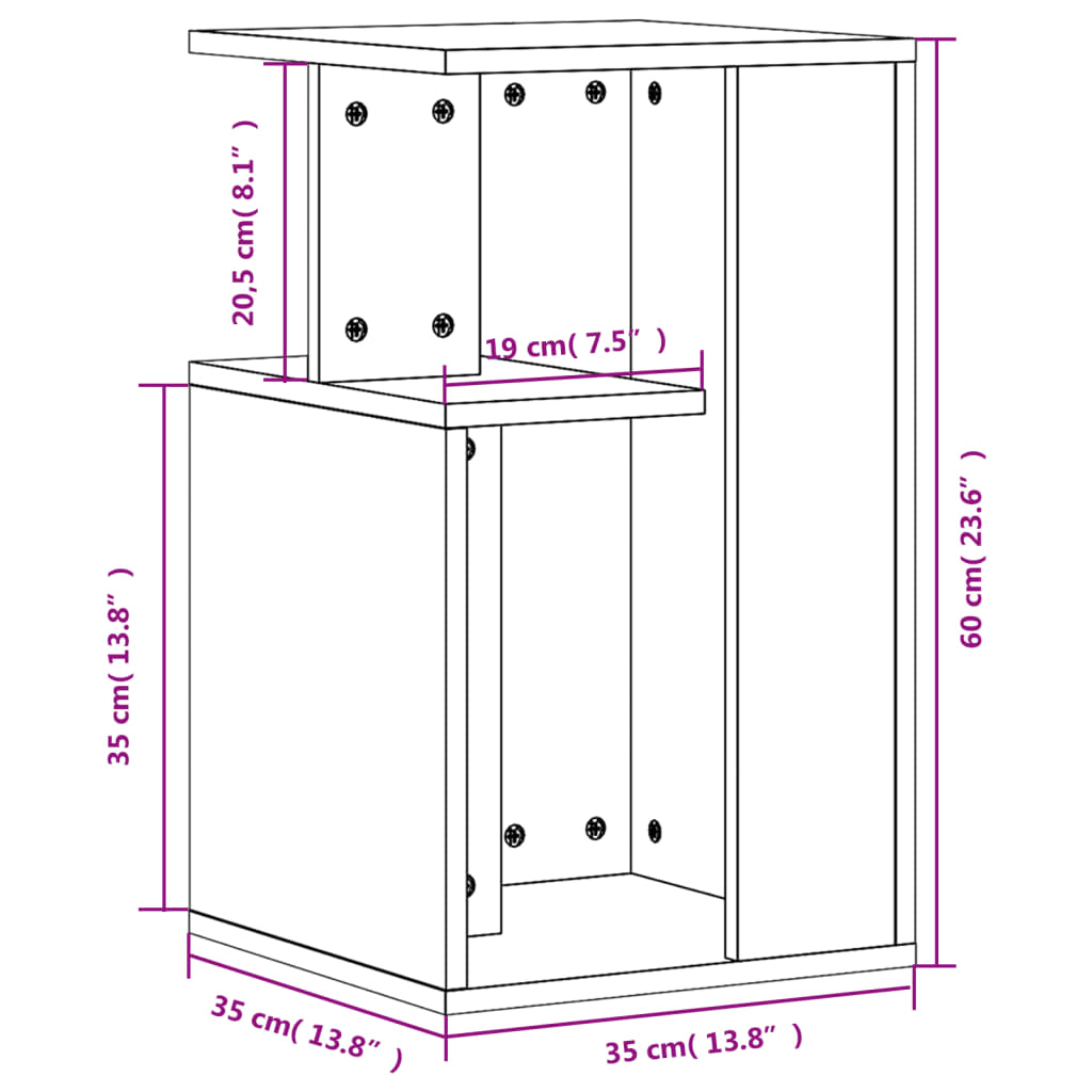 Side Table White 35x35x60 cm Engineered Wood