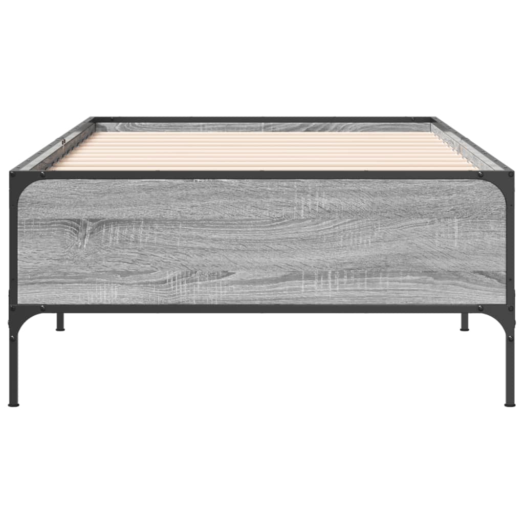 Bed Frame Grey Sonoma 100x200 cm Engineered Wood and Metal