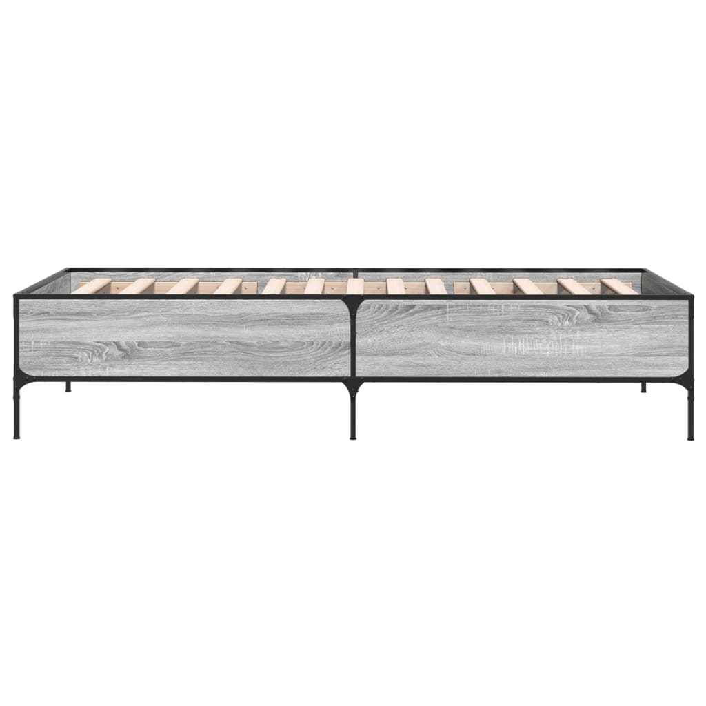 Bed Frame Grey Sonoma 100x200 cm Engineered Wood and Metal