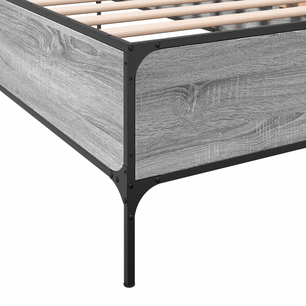 Bed Frame Grey Sonoma 100x200 cm Engineered Wood and Metal