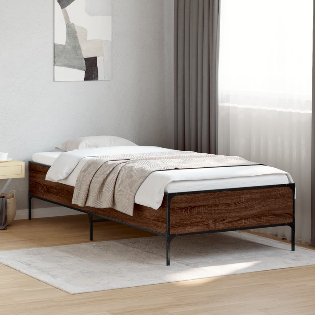Bed Frame without Mattress Brown Oak 90x200 cm