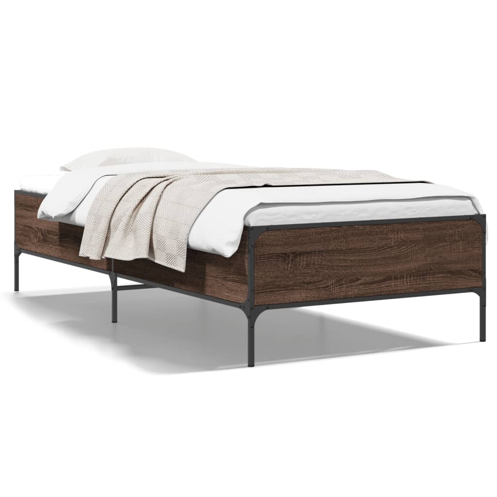 Bed Frame without Mattress Brown Oak 75x190 cm Small Single